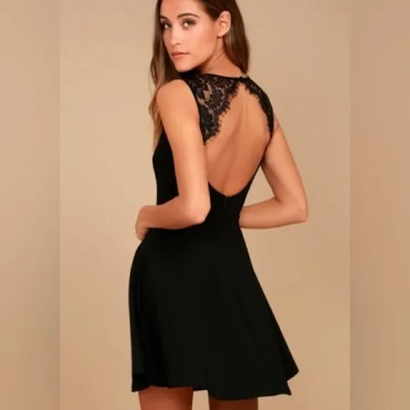 chinese dress ladies Black Lace Skater Dress – CY Boutique